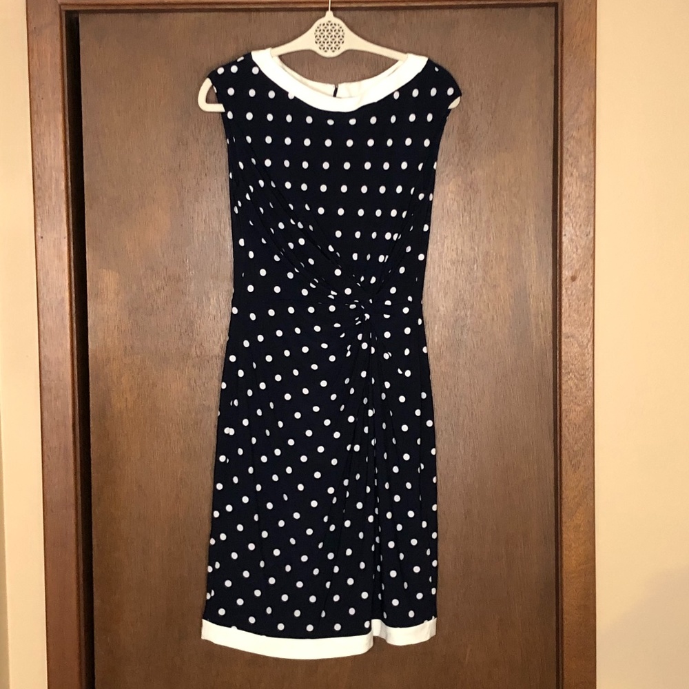 Dark Navy and White Polka Dot Dress